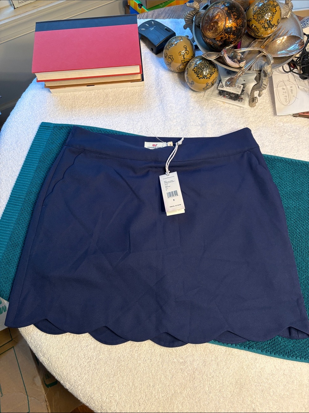 Vineyard Vines Women's Navy Scalloped Hem Skort Size 8